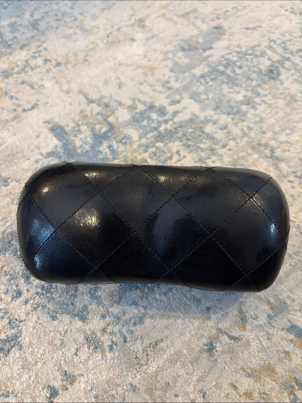 CHANEL Black Quilted Sunglasses Case with Silver CC Logo